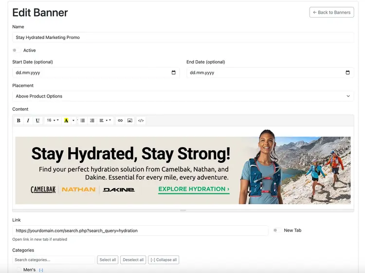 Product Page Banners