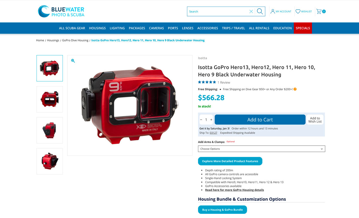 Bluewater Photo Store BigCommerce Product Page