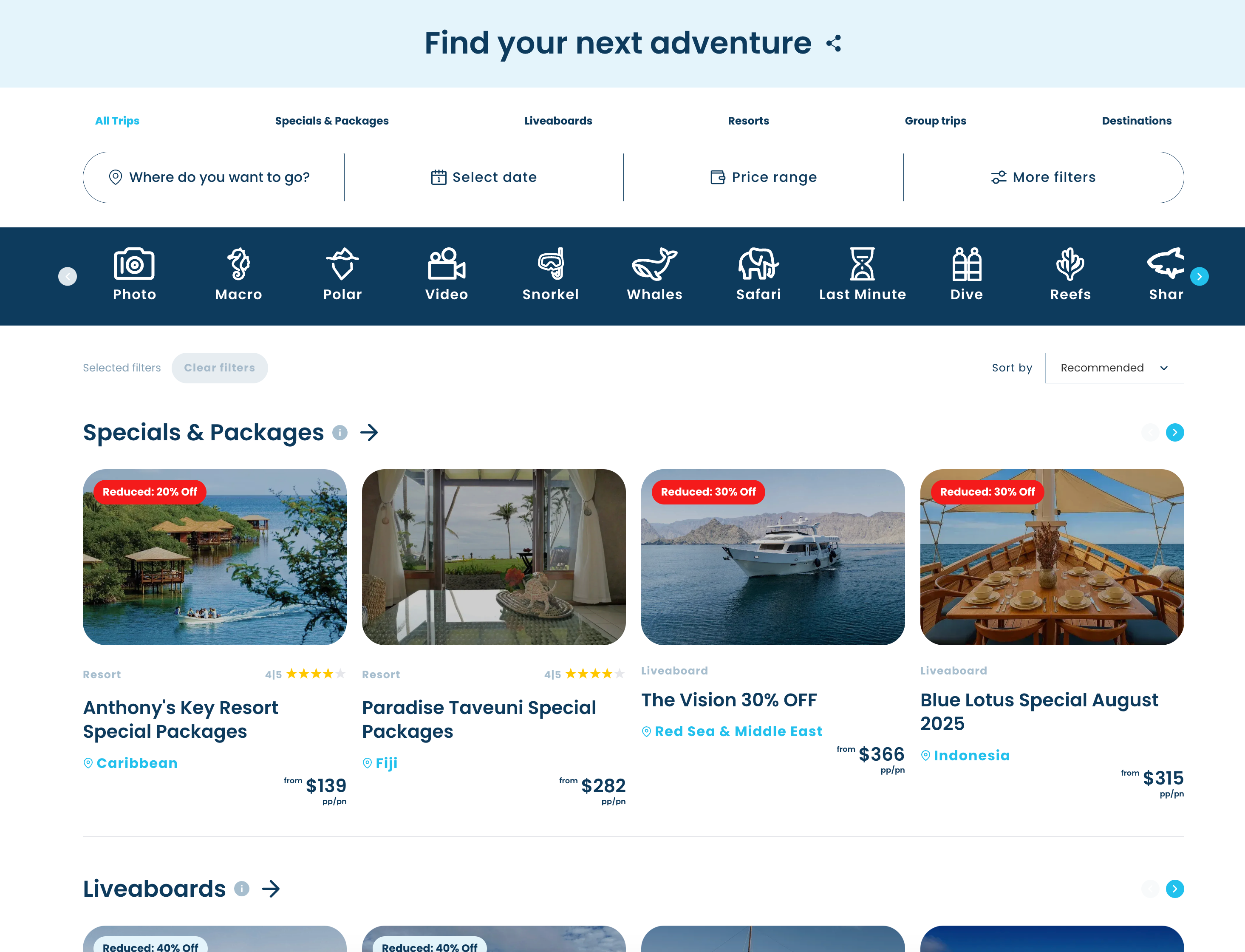 Bluewater Dive Travel search results